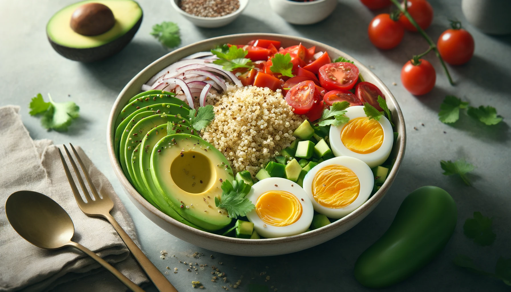 Krachtige Quinoasalade: Een Perfecte Mix van Ei en Avocado
