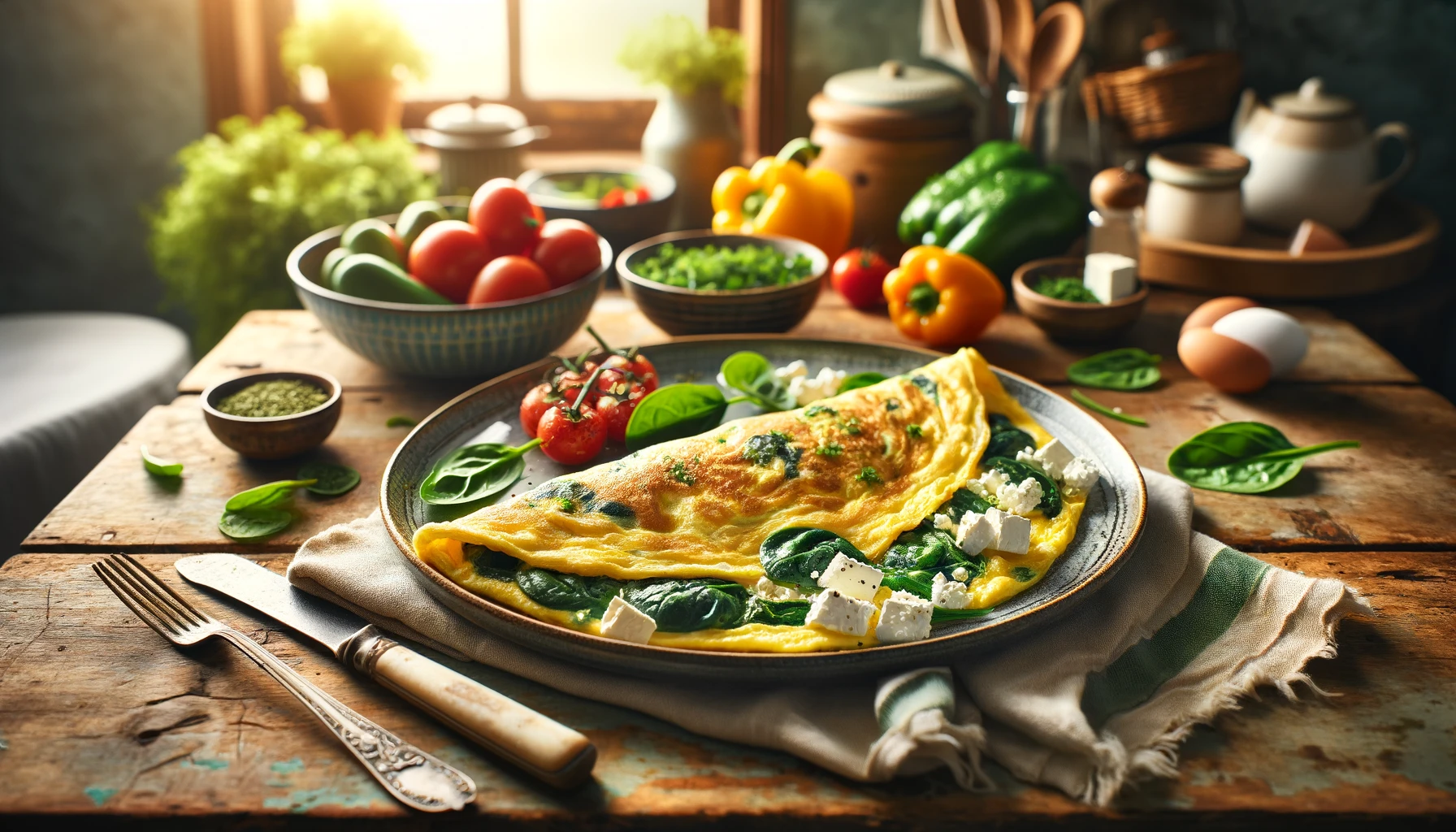 Omelet met Spinazie en Feta: Een Eiwitrijk Begin van de Dag