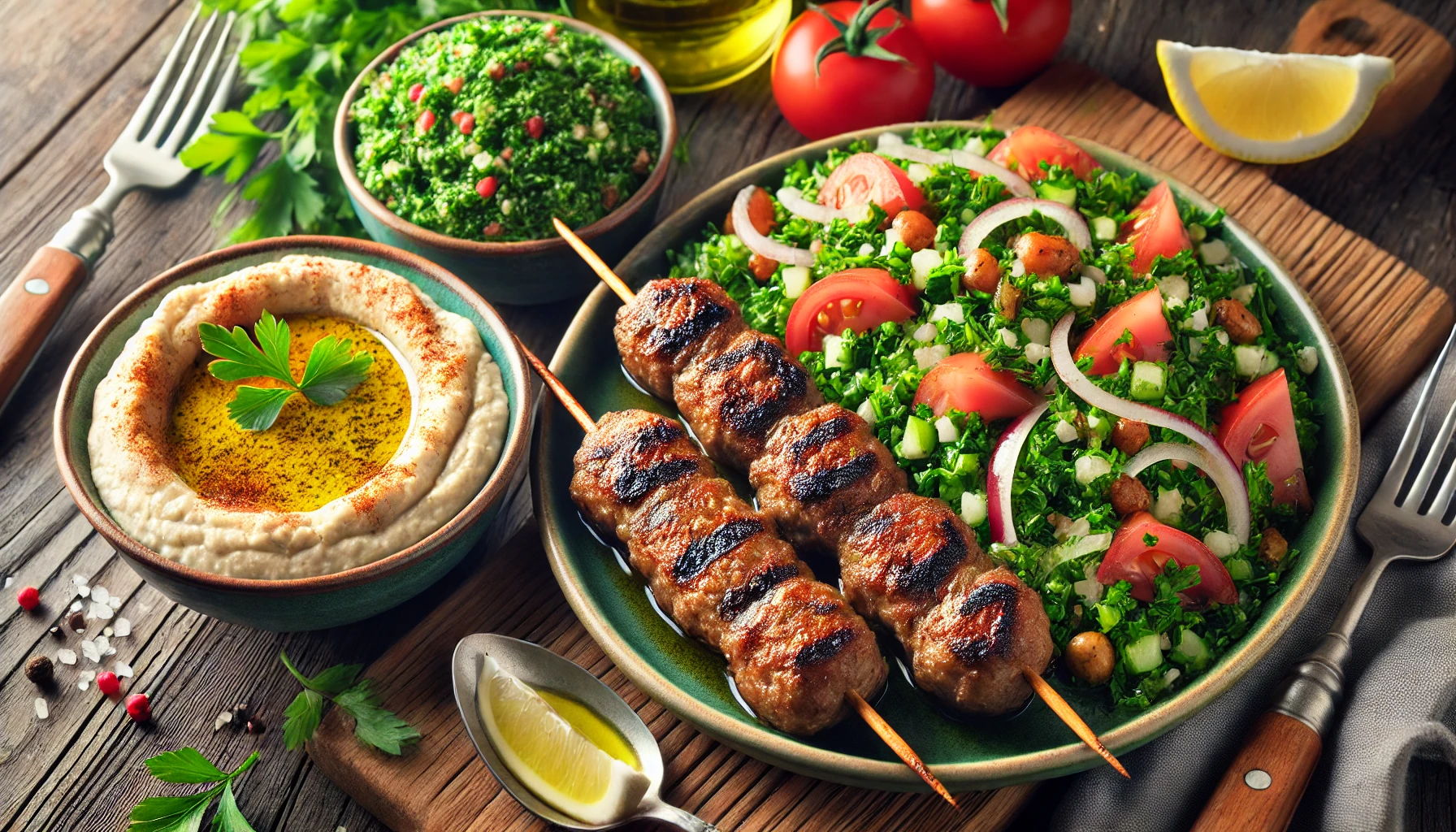 Libanese Kofta met Tabouleh en Hummus: Een Culinaire Reis naar het Midden-Oosten