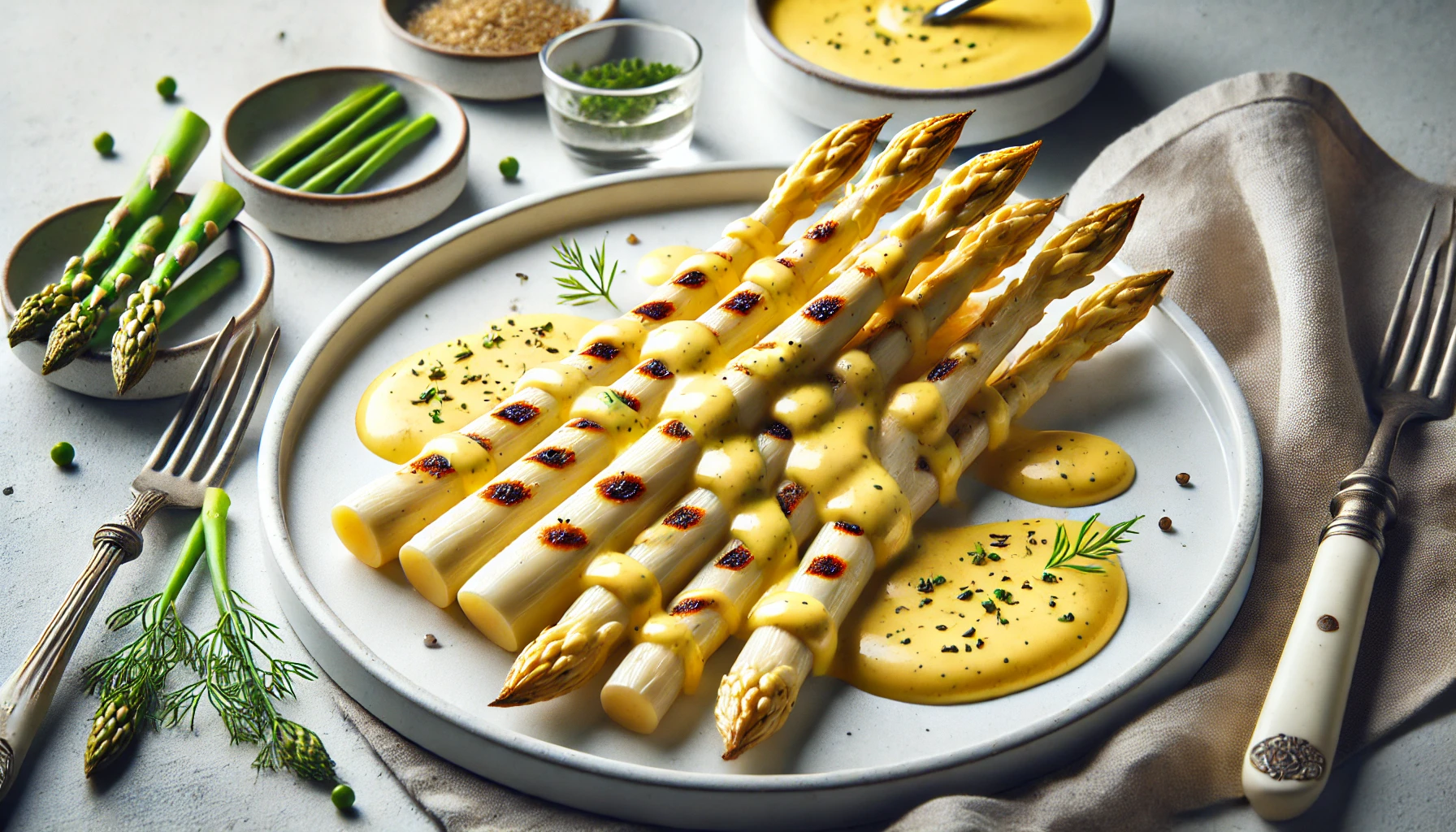 Gegrilde Witte Asperges met Romige Hollandaise Saus