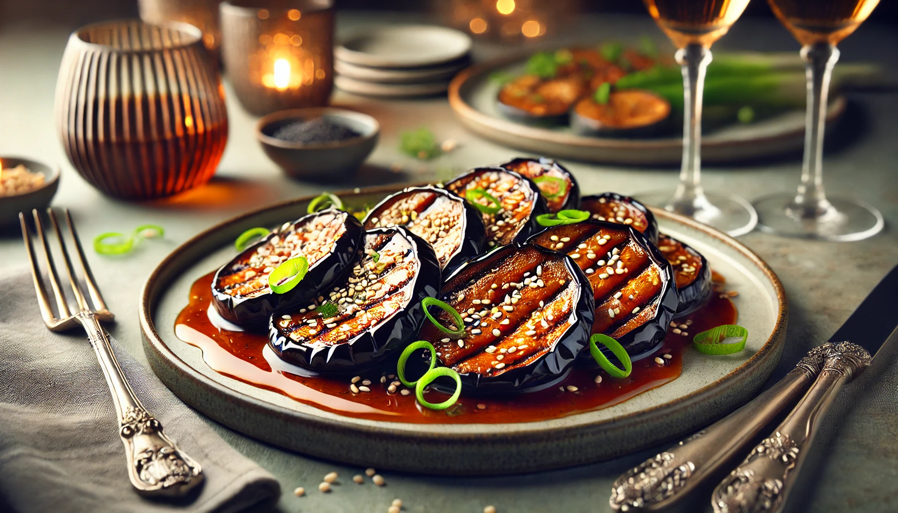 Gegrilde Aubergine met Miso Glazuur: Een Smaakvolle Vegetarische Delicatesse