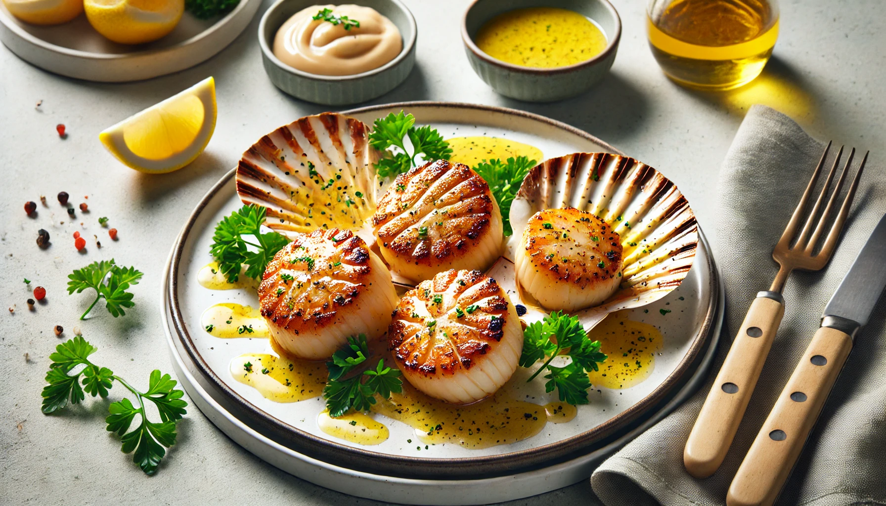 Gegrilde Scallops met Citroen-Botersaus