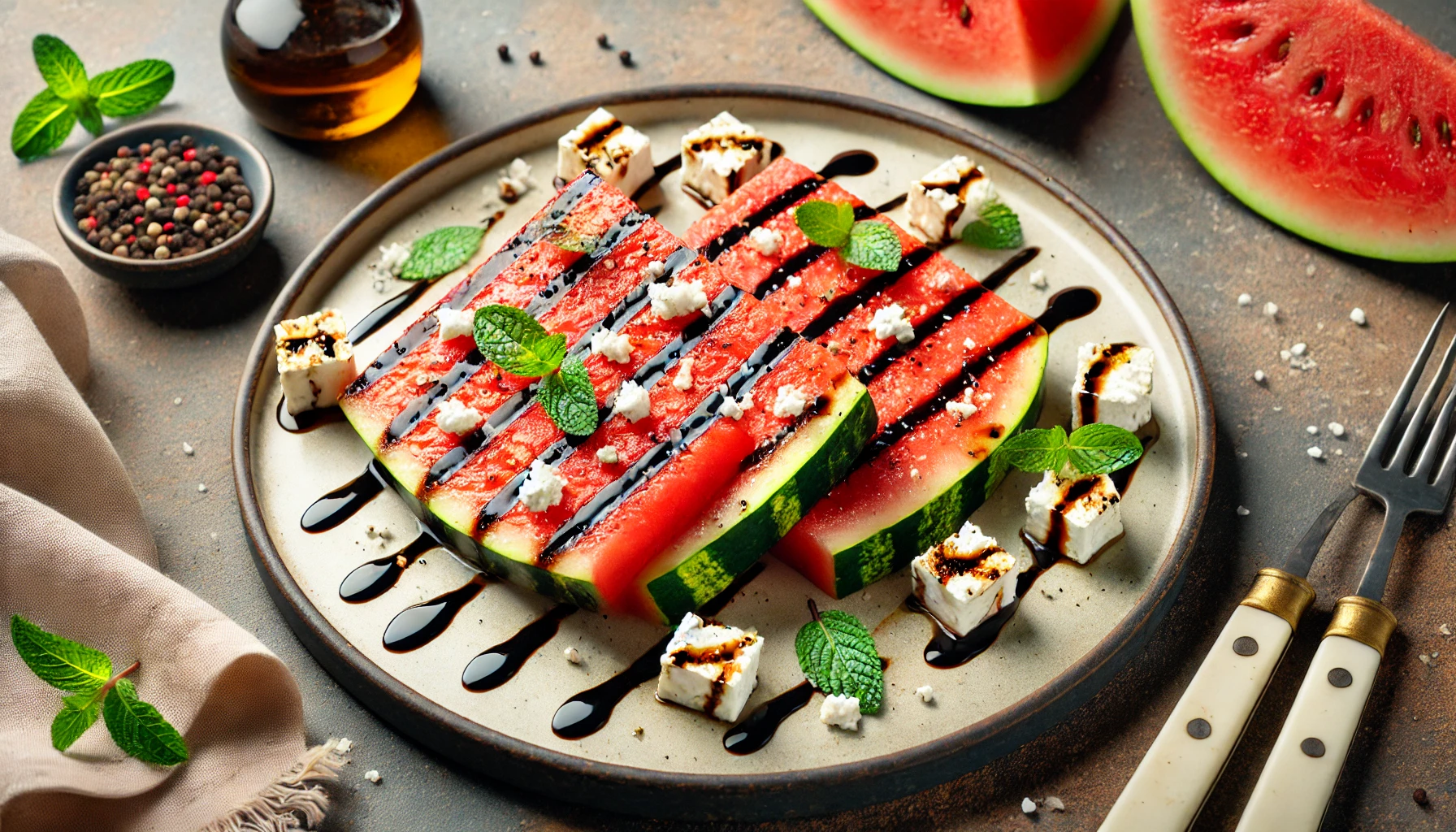 Luxe Watermeloen Steak met Feta en Balsamico Glazuur