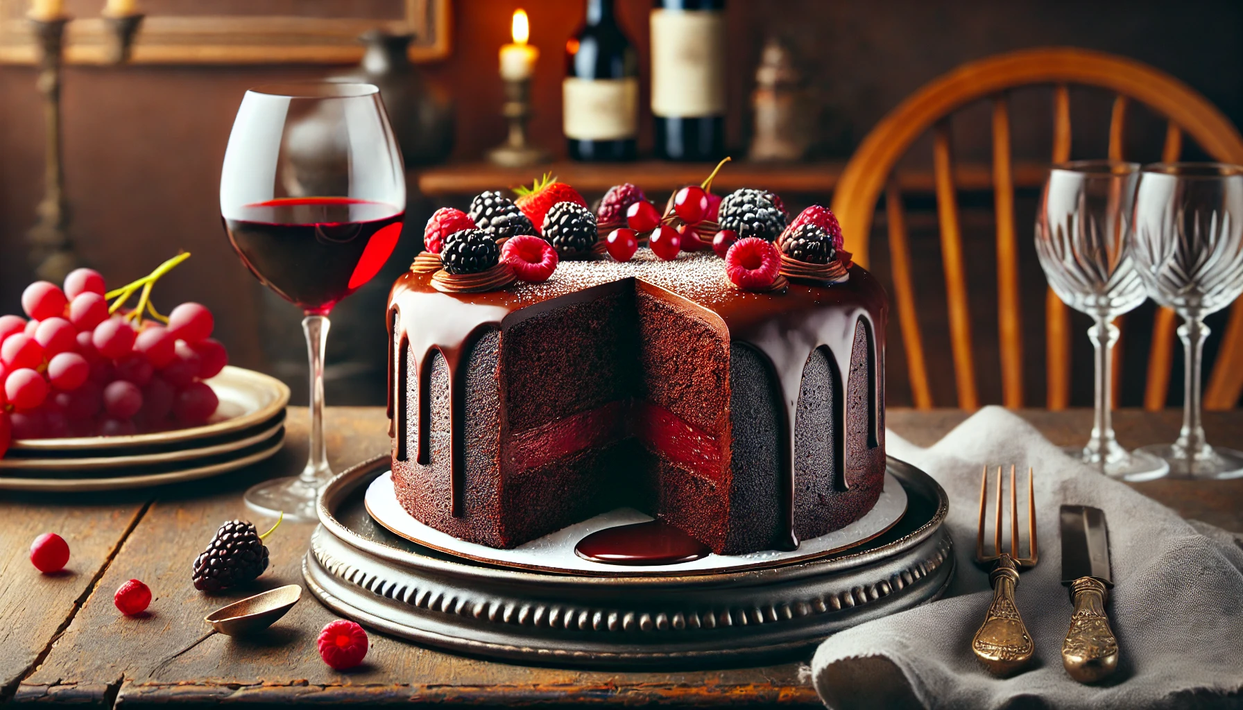 Rode Wijn Chocoladecake: Een Diepe, Rijke Chocoladecake met een Complexe Smaak
