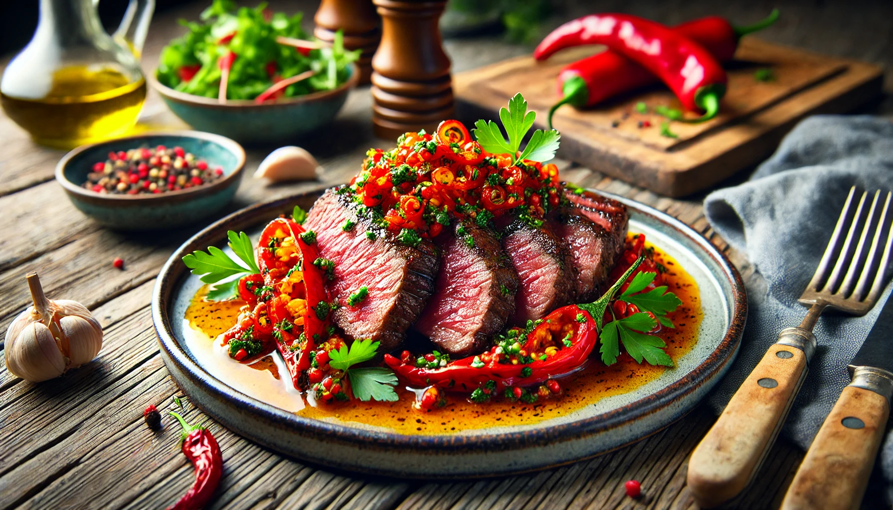 Entrecote met Spaanse Piquillo Peper Salsa: Een Culinaire Traktatie