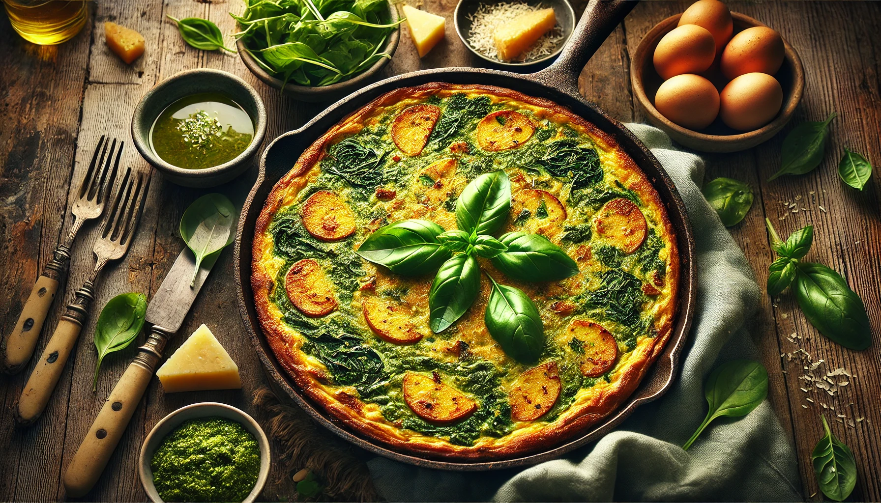 Frittata Pesto Een Smakelijke Dikke Omelet