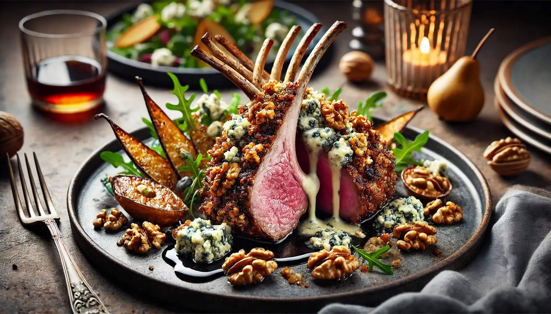 Lamsrack met Blauwe Kaas en Walnoten Een Smaakvolle Sensatie