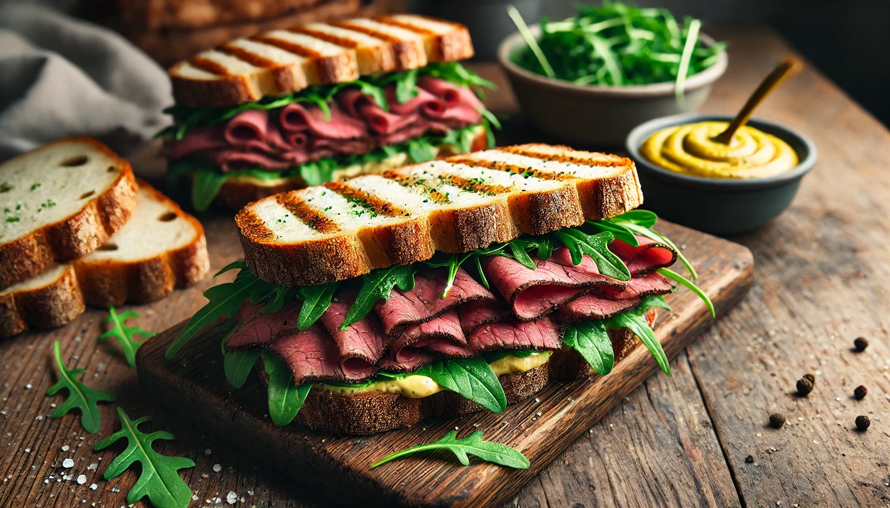 Roastbeef en Rucola Sandwich met Mosterdmayo