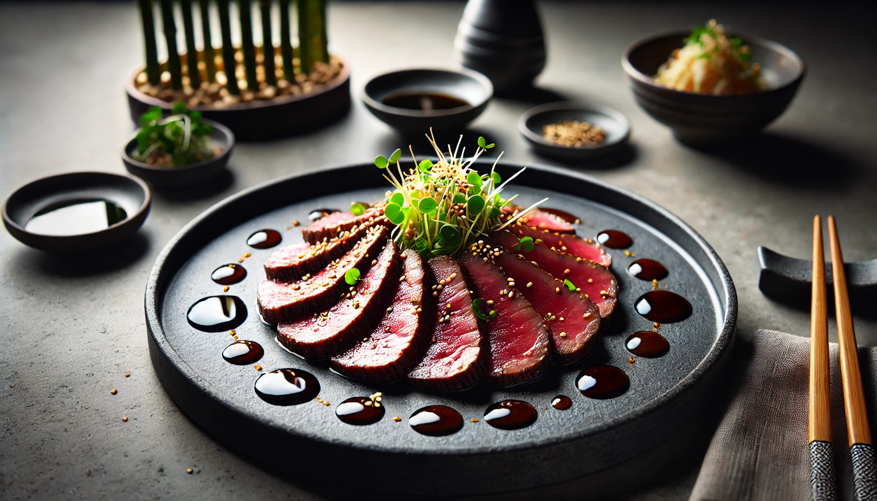 Beef Tataki met Ponzu en Geroosterde Sesamzaadjes