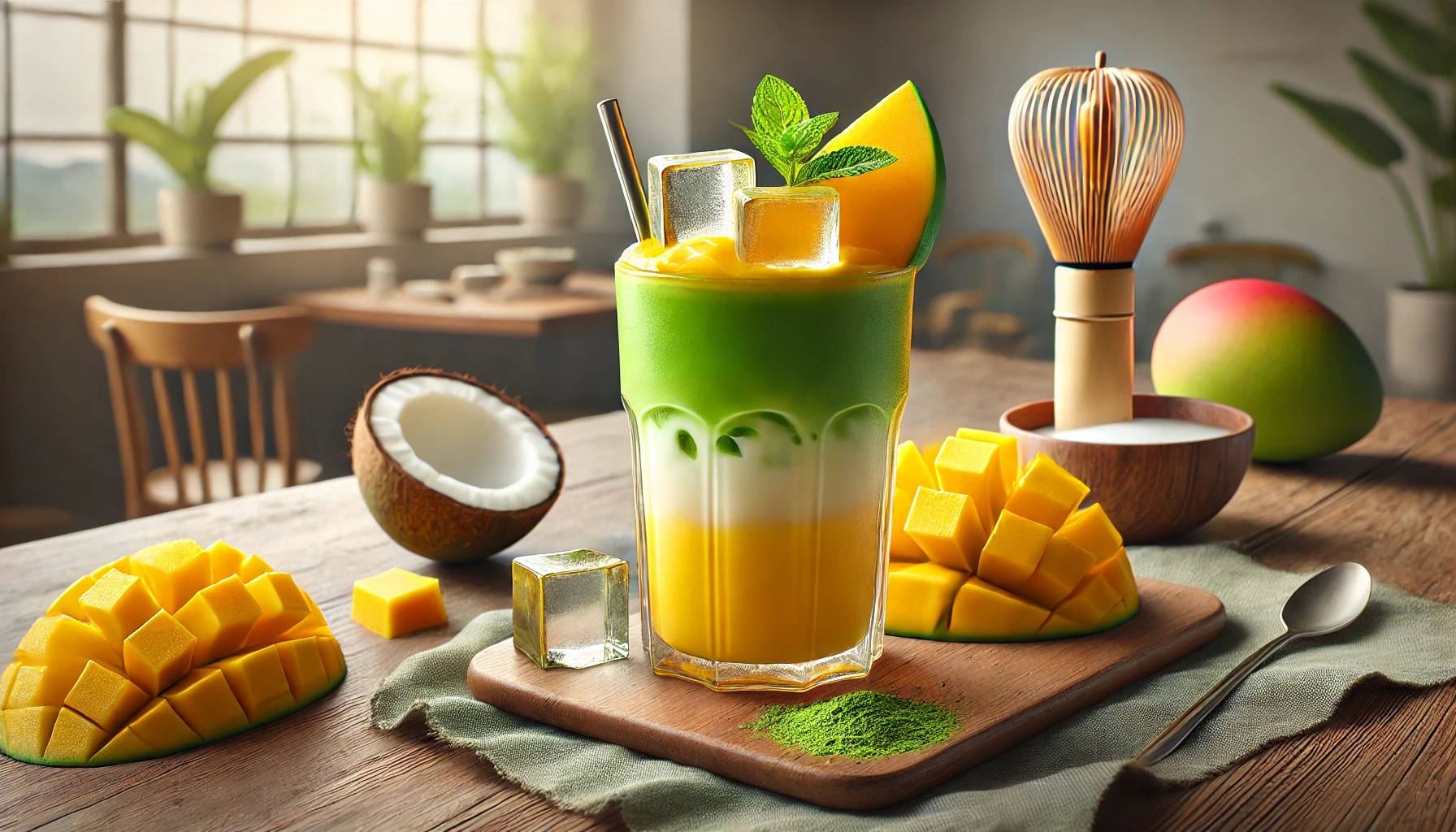 Mango Matcha Iced Latte met IJsblokjes: De TikTok Sensatie!