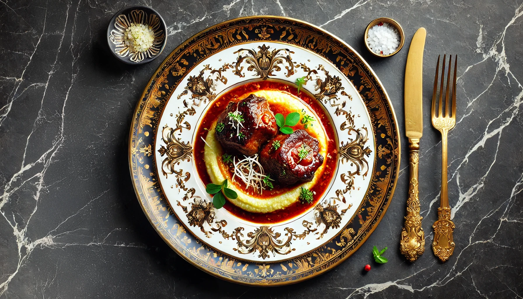 Langzaam Gegaarde Varkenswangetjes met Kruidige Tomatensaus