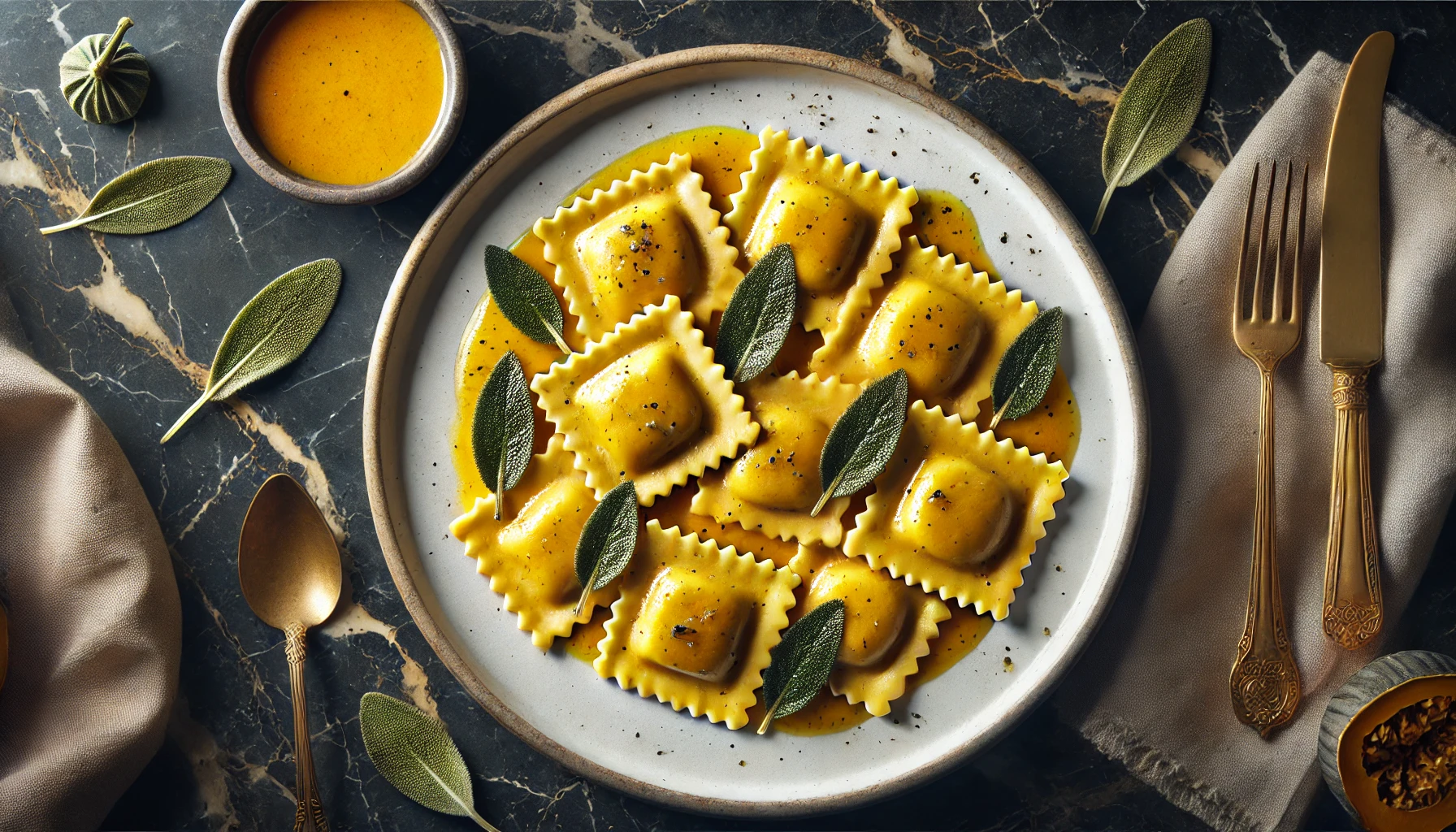 Pompoenravioli met Saliebotersaus – Een Herfstige Delicatesse