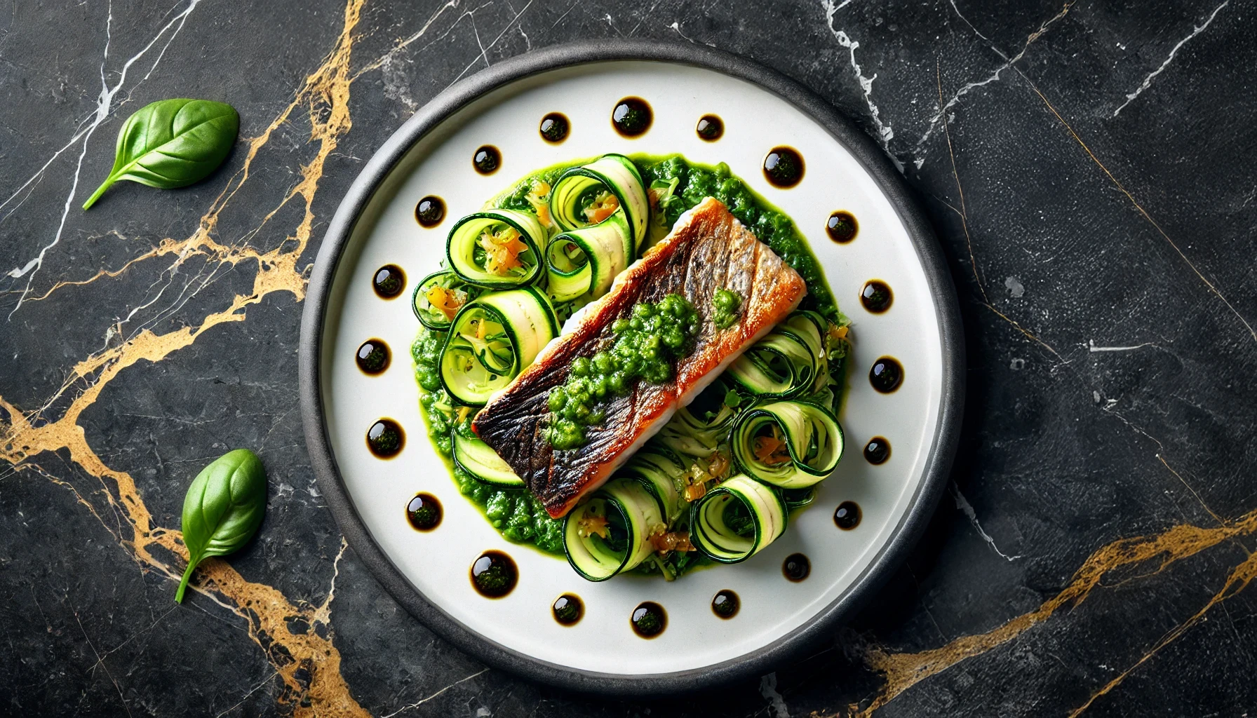 Gegrilde Zeebaars met Courgettelinten en Salsa Verde