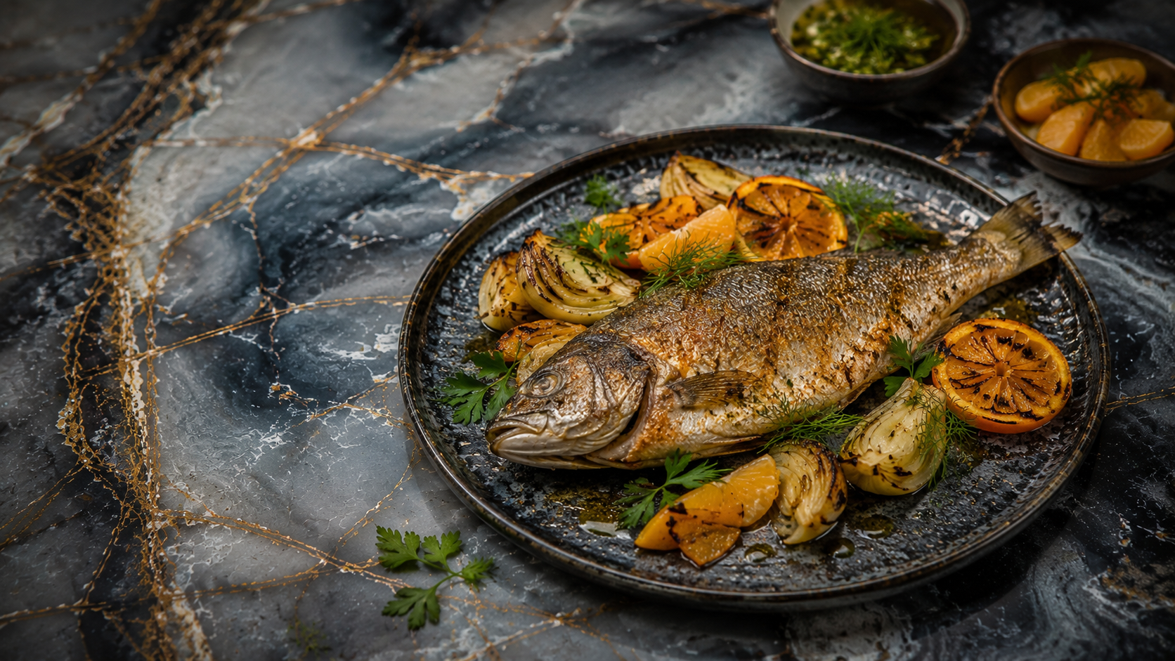 Zeebaarsfilet met venkel en sinaasappel