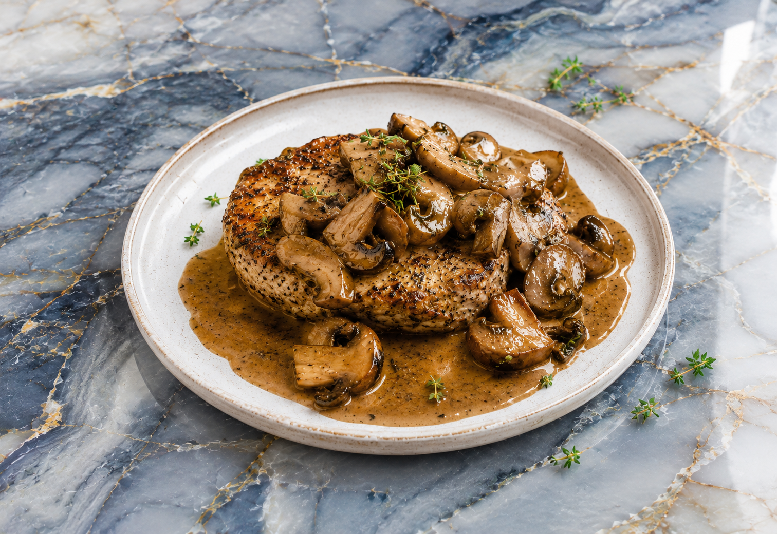 Geroosterde knolselderij steak met paddenstoelenjus