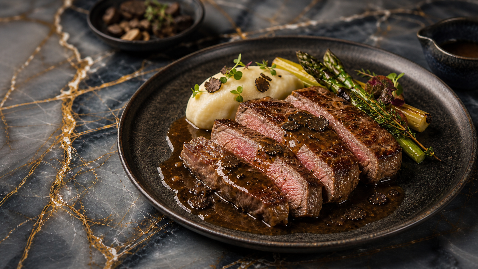 Kalfsribeye met truffeljus