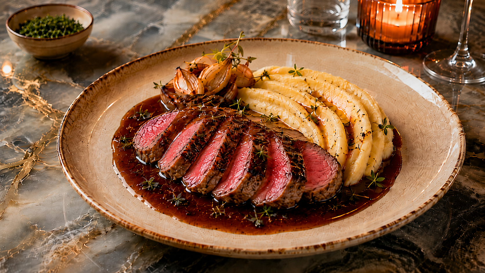 Kalfsoester met truffel-jus ‘light’ – boterzacht vlees, diepe smaak, geen room