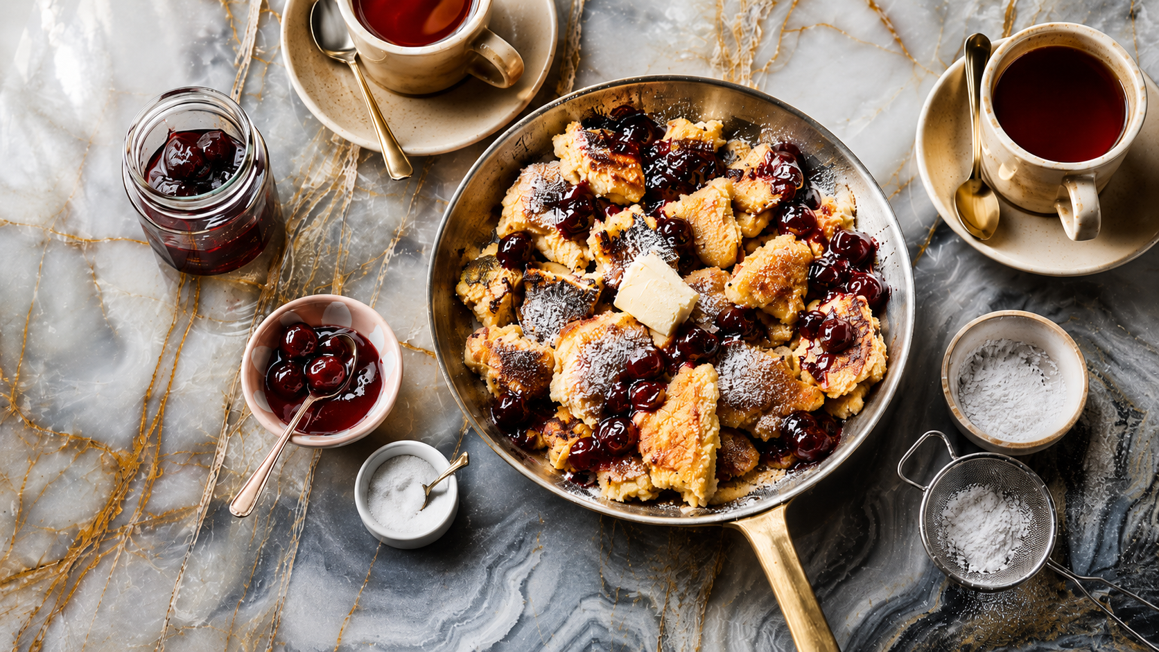 Kaiserschmarrn met warme kersen en vanille &ndash; luchtig, goudbruin en winters zoet